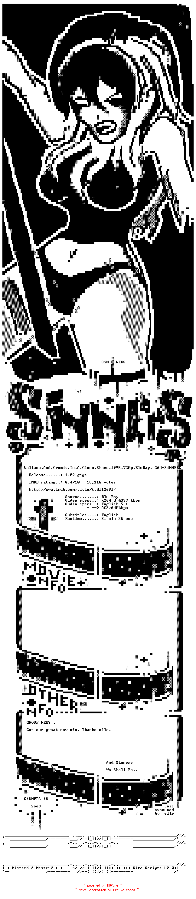 NFO for the release Wallace.And.Gromit.In.A.Close.Shave.1995.720p.BluRay.x264-SiNNERS by SiNNERS