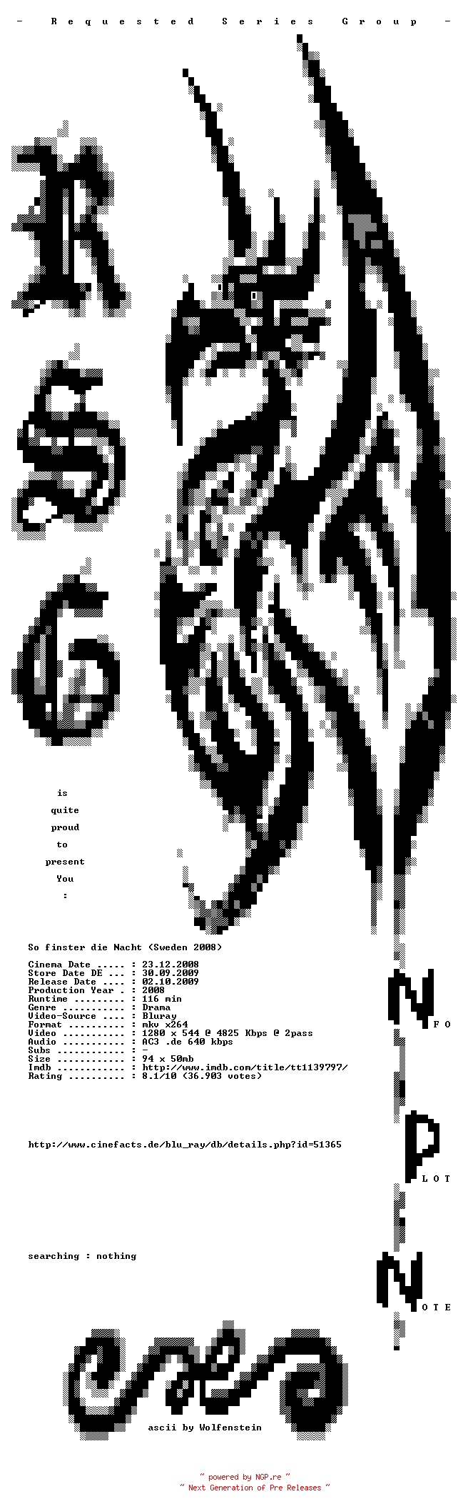 NFO for the release So.finster.die.Nacht.2008.German.720p.BluRay.x264-RSG by RSG