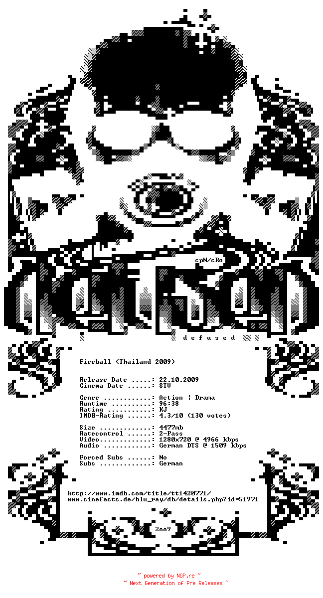 NFO for the release Fireball.German.720p.BluRay.x264-DEFUSED by DEFUSED