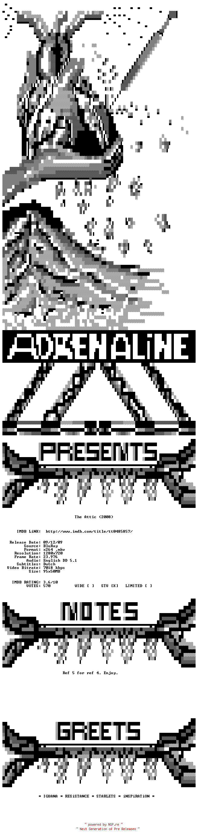 NFO for the release The.Attic.2008.REPACK.720p.BluRay.x264-ADRENALiNE by ADRENALiNE