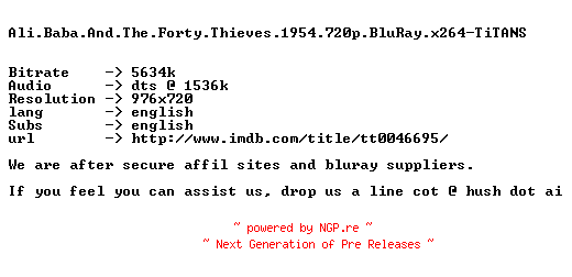 NFO for the release Ali.Baba.And.The.Forty.Thieves.1954.720p.BluRay.x264-TiTANS by TiTANS