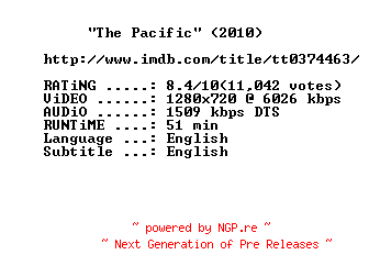 NFO for the release The.Pacific.E07.720p.BluRay.x264-WAT by WAT