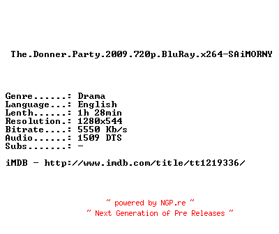 NFO for the release The.Donner.Party.2009.720p.BluRay.x264-SAiMORNY by SAiMORNY