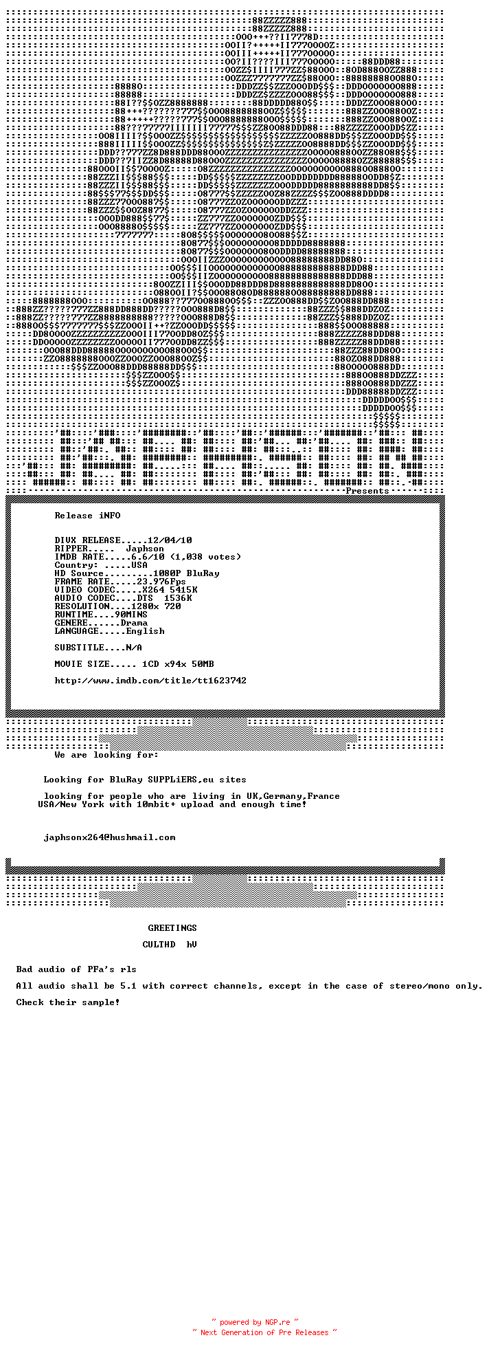 NFO for the release Cinema.Verite.2011.720p.BluRay.x264-Japhson by Japhson