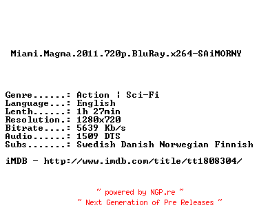 NFO for the release Miami.Magma.2011.720p.BluRay.x264-SAiMORNY by SAiMORNY