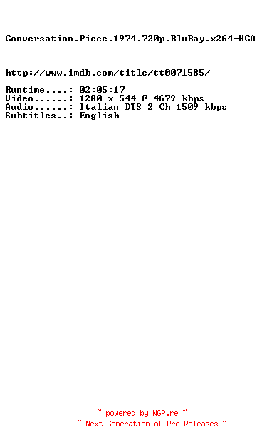 NFO for the release Conversation.Piece.1974.720p.BluRay.x264-HCA by HCA