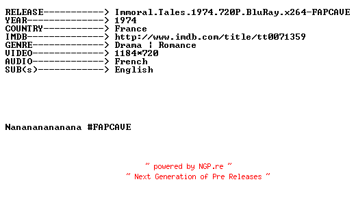 NFO for the release Immoral.Tales.1974.720P.BluRay.x264-FAPCAVE by FAPCAVE