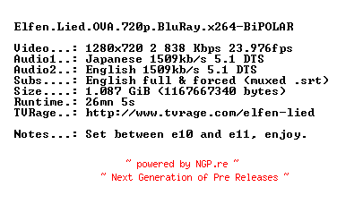 NFO for the release Elfen.Lied.OVA.720p.BluRay.x264-BiPOLAR by BiPOLAR