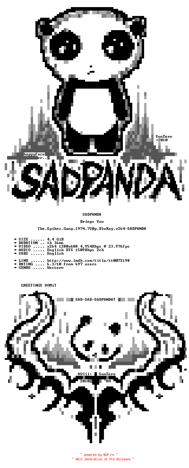 NFO for the release The.Spikes.Gang.1974.720p.BluRay.x264-SADPANDA by SADPANDA