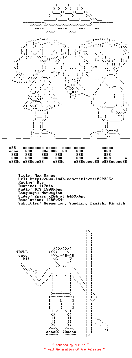 NFO for the release Max.Manus.NORWEGIAN.720p.BluRay.x264-iDYLL by iDYLL