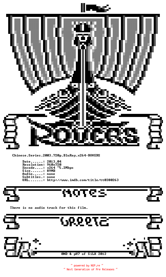 NFO for the release Chinese.Series.2003.720p.BluRay.x264-ROVERS by ROVERS