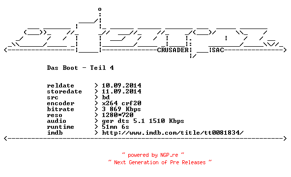 NFO for the release Das.Boot.Teil.4.German.720p.BluRay.x264-iNTENTiON by iNTENTiON