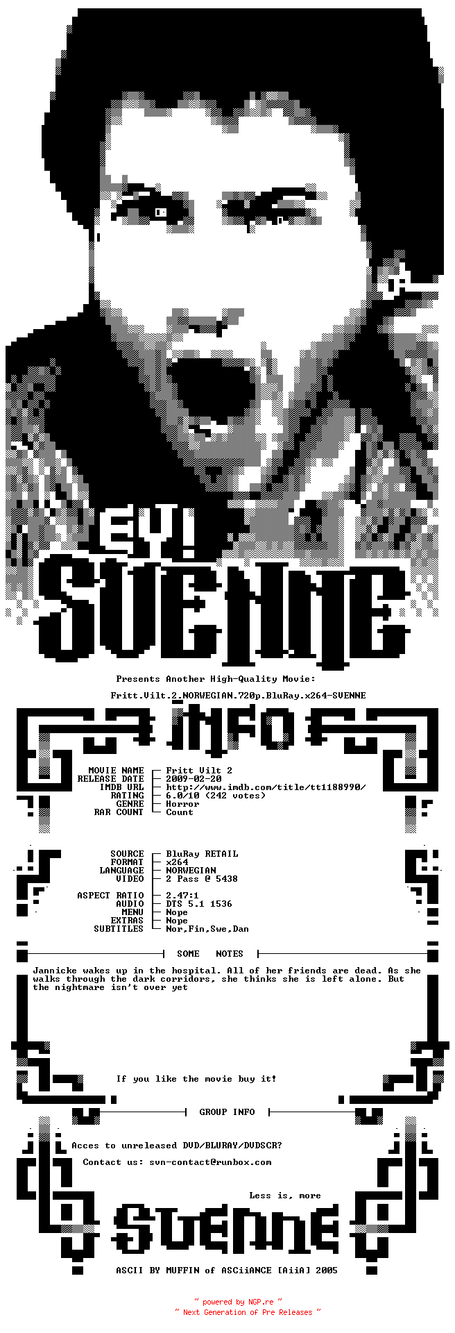NFO for the release Fritt.Vilt.2.NORWEGIAN.720p.BluRay.x264-SVENNE by SVENNE
