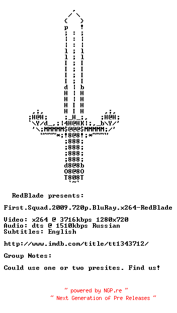 NFO for the release First.Squad.2009.720p.BluRay.x264-RedBlade by RedBlade