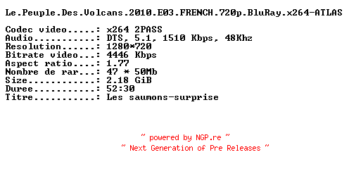 NFO for the release Le.Peuple.Des.Volcans.2010.E03.FRENCH.720p.BluRay.x264-ATLAS by ATLAS