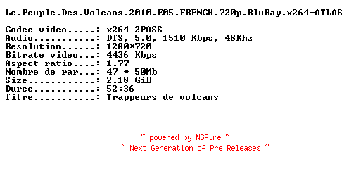 NFO for the release Le.Peuple.Des.Volcans.2010.E05.FRENCH.720p.BluRay.x264-ATLAS by ATLAS