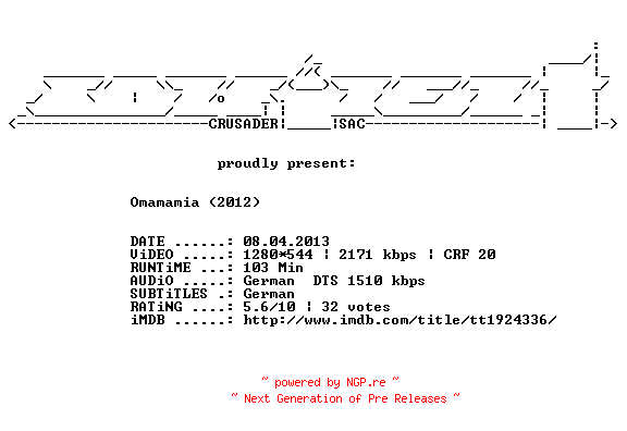 NFO for the release Omamamia.German.720p.BluRay.x264-CONFiDENT by CONFiDENT