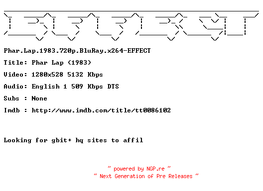 NFO for the release Phar.Lap.1983.720p.BluRay.x264-EFFECT by EFFECT