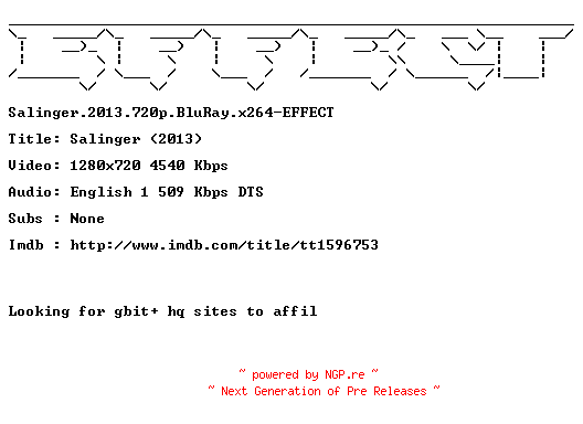 NFO for the release Salinger.2013.720p.BluRay.x264-EFFECT by EFFECT