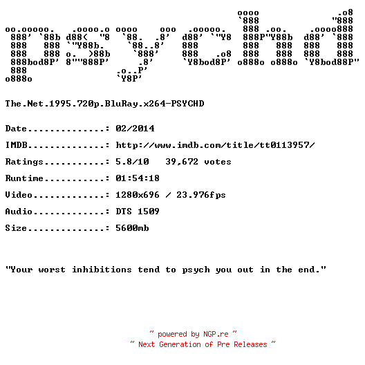 NFO for the release The.Net.1995.720p.BluRay.x264-PSYCHD by PSYCHD
