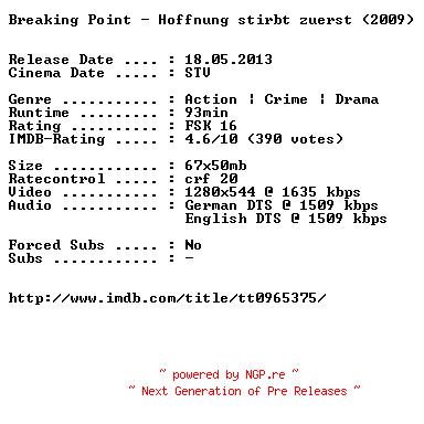 NFO for the release Breaking.Point.2009.German.DL.720p.BluRay.x264-1aQuali by 1aQuali