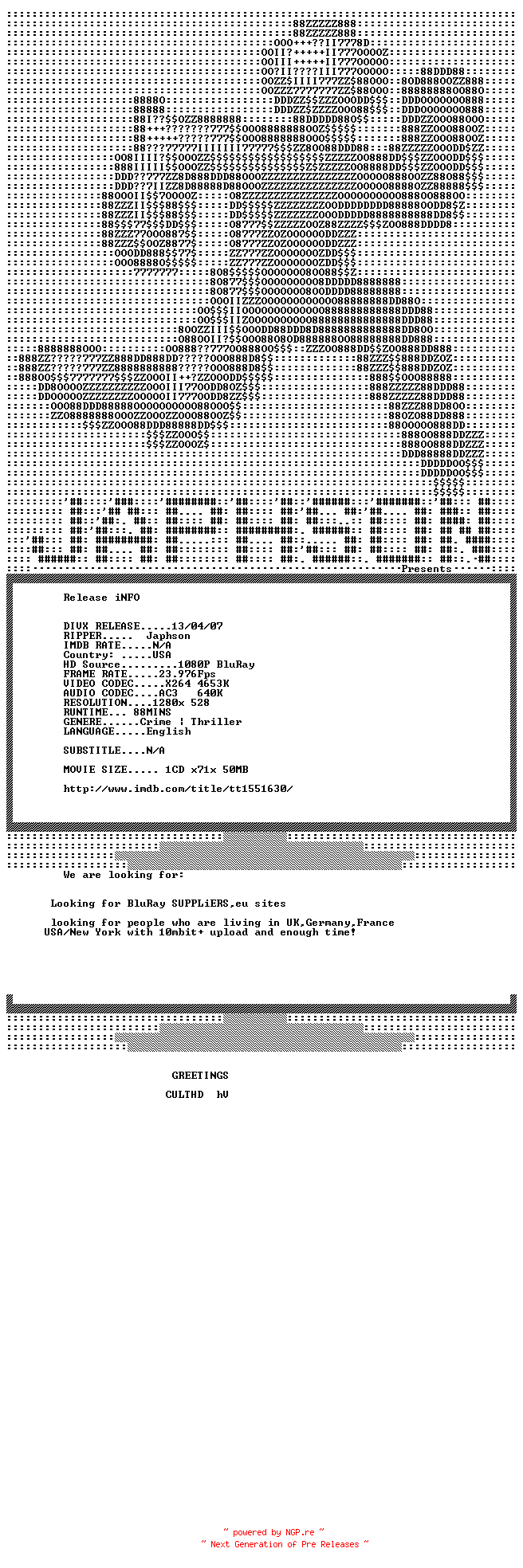 NFO for the release Pawn.2013.720p.BluRay.X264-Japhson by Japhson
