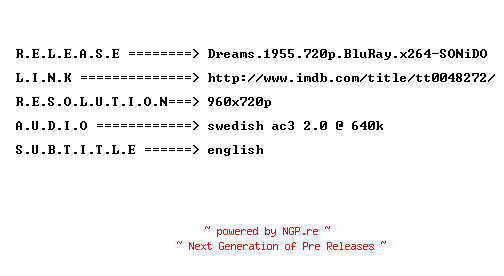 NFO for the release Dreams.1955.720p.BluRay.x264-SONiDO by SONiDO