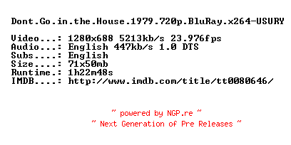 NFO for the release Dont.Go.in.the.House.1979.720p.BluRay.x264-USURY by USURY