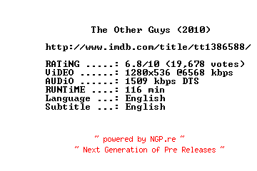 NFO for the release The.Other.Guys.2010.720p.BluRay.x264-METiS by METiS