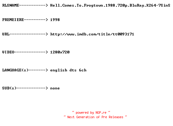 NFO for the release Hell.Comes.To.Frogtown.1988.720p.BluRay.X264-7SinS by 7SinS