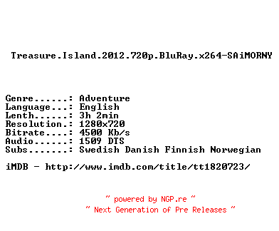 NFO for the release Treasure.Island.2012.720p.BluRay.x264-SAiMORNY by SAiMORNY