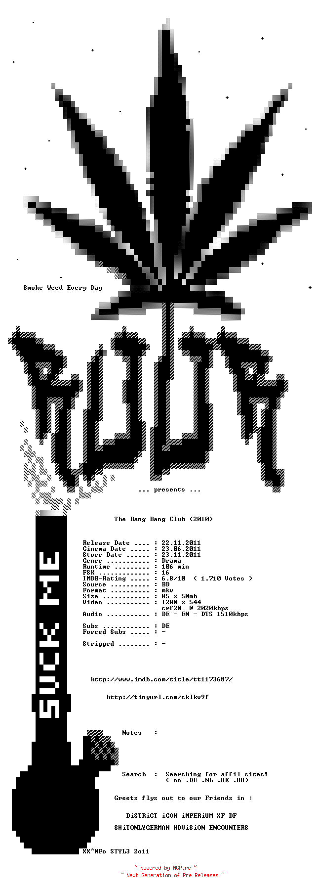 NFO for the release The.Bang.Bang.Club.German.DL.720p.BluRay.x264-ROOR by ROOR