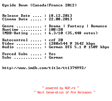 NFO for the release Upside.Down.German.720p.BluRay.x264-EXQUiSiTE by EXQUiSiTE