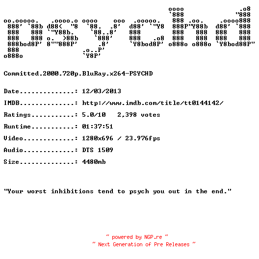 NFO for the release Committed.2000.720p.BluRay.x264-PSYCHD by PSYCHD