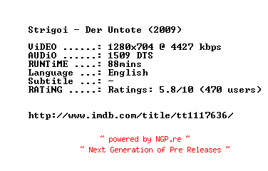 NFO for the release Strigoi.The.Undead.2009.720p.BluRay.x264-MELiTE by MELiTE