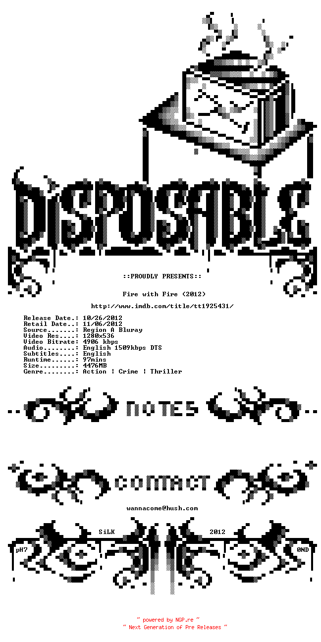NFO for the release Fire.With.Fire.720p.BluRay.x264-DiSPOSABLE by DiSPOSABLE