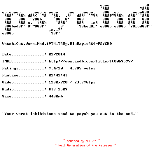 NFO for the release Watch.Out.Were.Mad.1974.720p.BluRay.x264-PSYCHD by PSYCHD