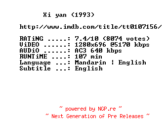 NFO for the release The.Wedding.Banquet.1993.720p.BluRay.x264-MELiTE by MELiTE