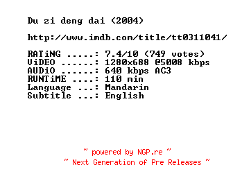 NFO for the release Waiting.Alone.2004.720p.BluRay.x264-MELiTE by MELiTE