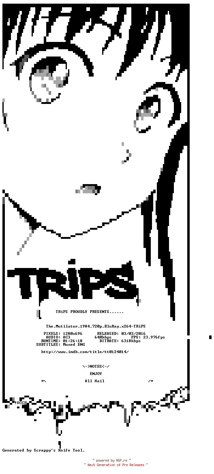 NFO for the release The.Mutilator.1984.720p.BluRay.x264-TRiPS by TRiPS