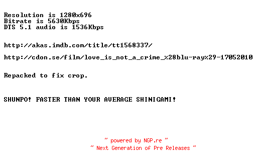 NFO for the release Loosies.2012.REPACK.720p.BluRay.x264-SHUNPO by SHUNPO