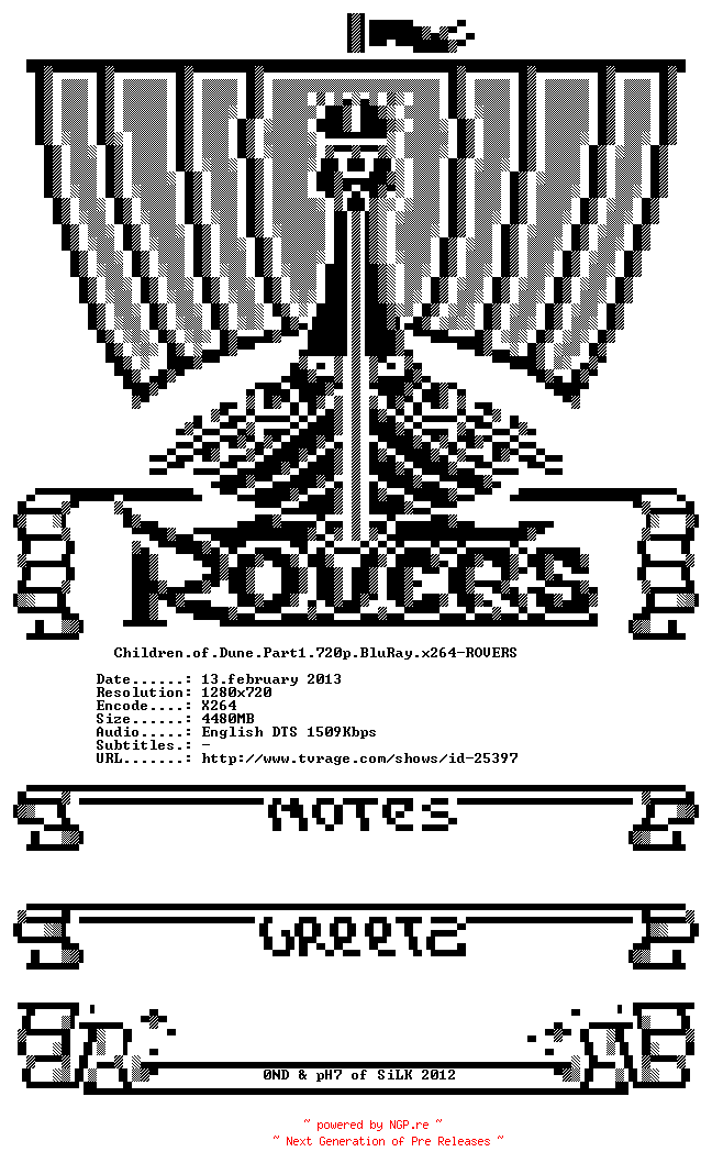 NFO for the release Children.of.Dune.Part1.720p.BluRay.x264-ROVERS by ROVERS