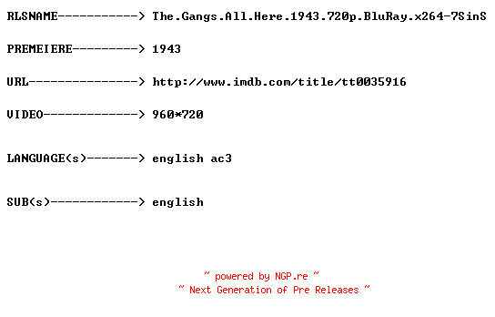 NFO for the release The.Gangs.All.Here.1943.720p.BluRay.x264-7SinS by 7SinS
