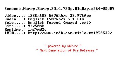NFO for the release Someone.Marry.Barry.2014.720p.BluRay.x264-USURY by USURY