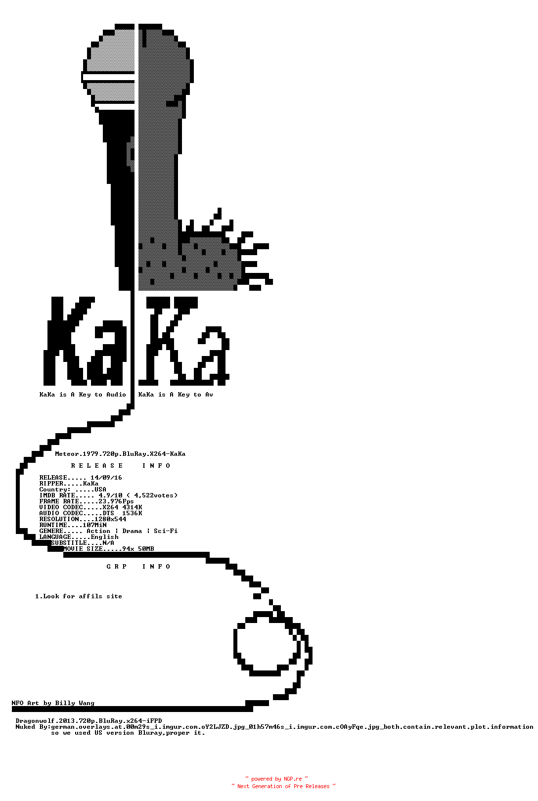 NFO for the release Meteor.1979.720p.BluRay.X264-KaKa by KaKa