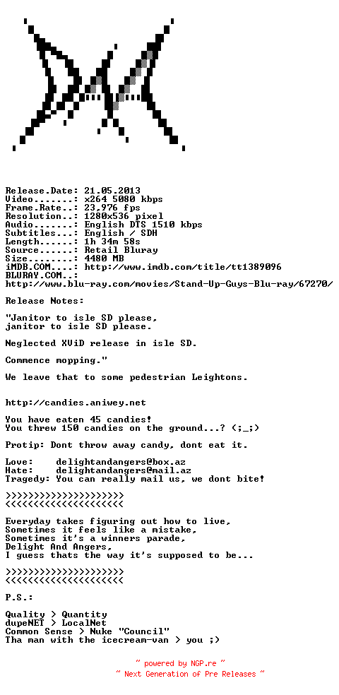 NFO for the release Stand.Up.Guys.2012.720p.BluRay.x264-DAA by DAA