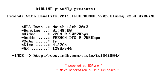 NFO for the release The.Nutcracker.2010.FRENCH.720p.BluRay.x264-AiRLiNE by AiRLiNE