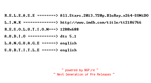 NFO for the release All.Stars.2013.720p.BluRay.x264-SONiDO by SONiDO