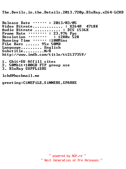 NFO for the release The.Devils.in.the.Details.2013.720p.BluRay.x264-LCHD by LCHD