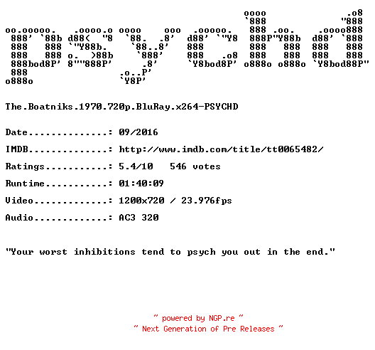 NFO for the release The.Boatniks.1970.720p.BluRay.x264-PSYCHD by PSYCHD